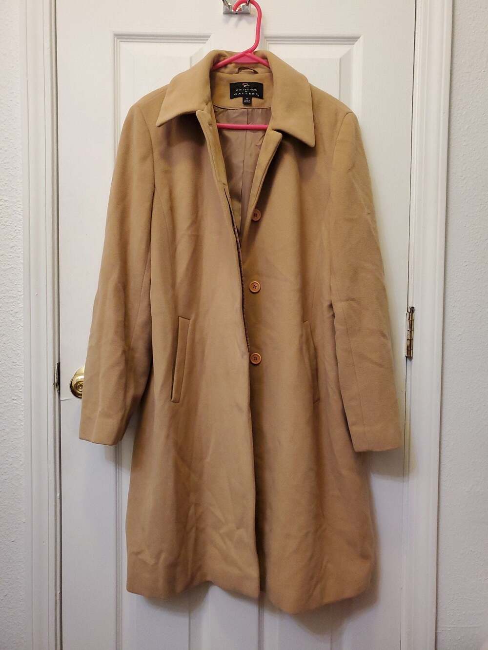 80% Lambswool Vintage Collection by Gallery Women's Camel Single Breasted Coat